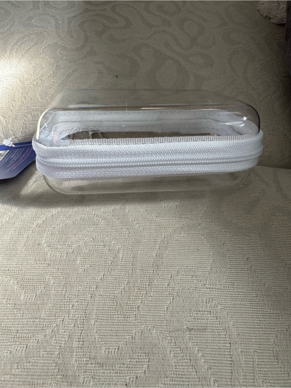 Clear Transparent Travel Case with White Zipper